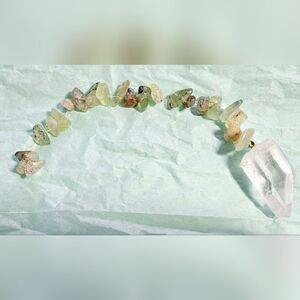 1S Prehnite Lumurian Hand Made Wire Wrapped Quartz Water Window Crystal